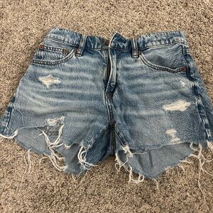 Distressed Blue Denim Shorts